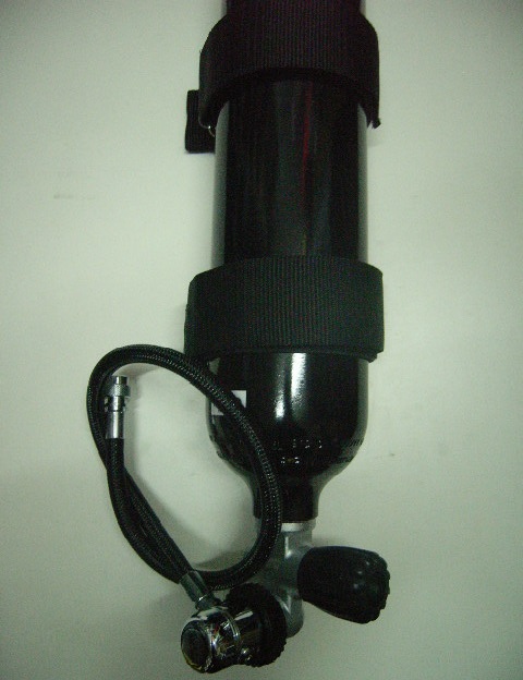 Argonset 2 L MeS mit Polaris Ventil, Befestigung an der Hauptflasche mit Miflex 55 cm